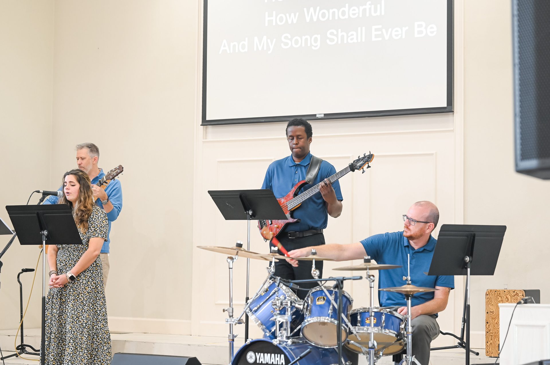 The congregation singing together